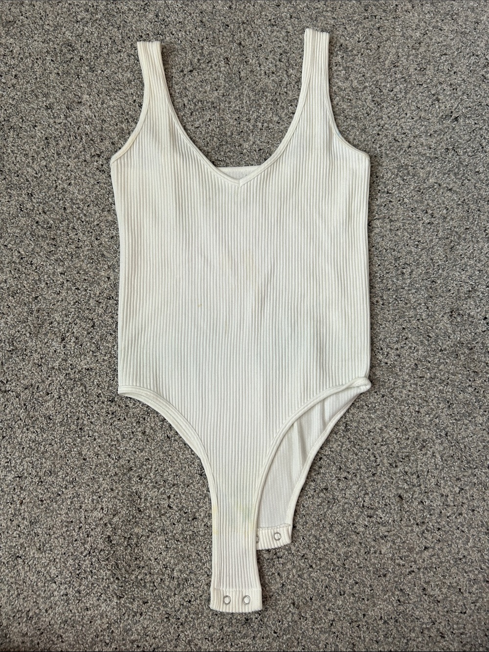 Aura Ivory Ribbed V-Neck Tank Bodysuit